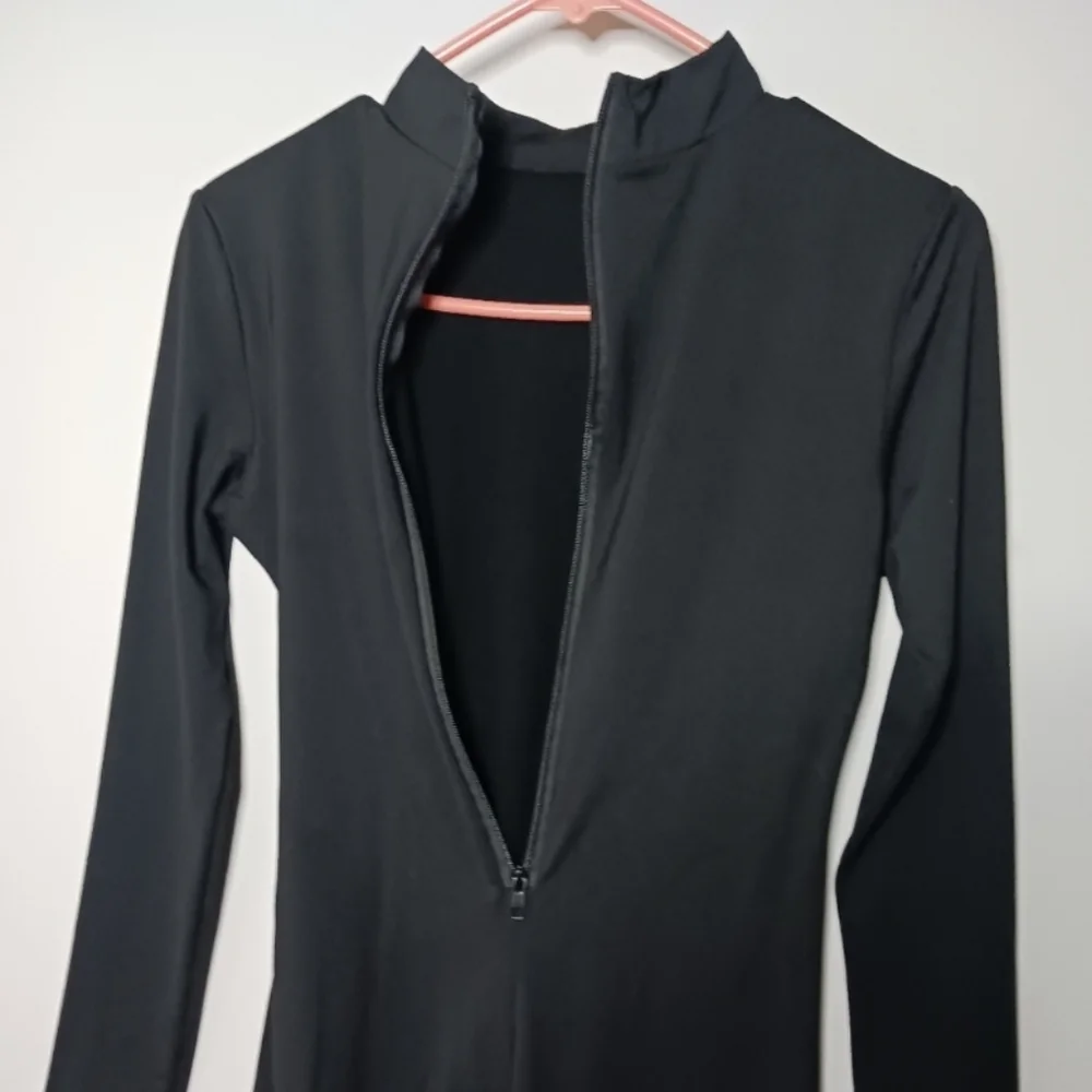 Women's One Piece Jumpsuit Long Sleeve High Neck Bodycon Tight Full length - Picture 9 of 10